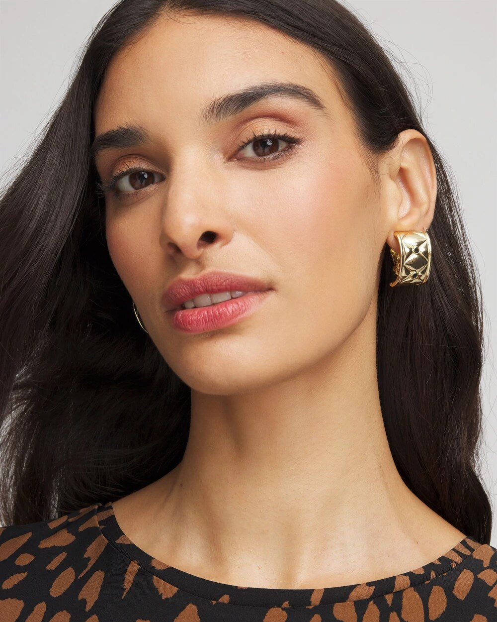 Chico's - Black & Gold Quilted  Clip on Earrings