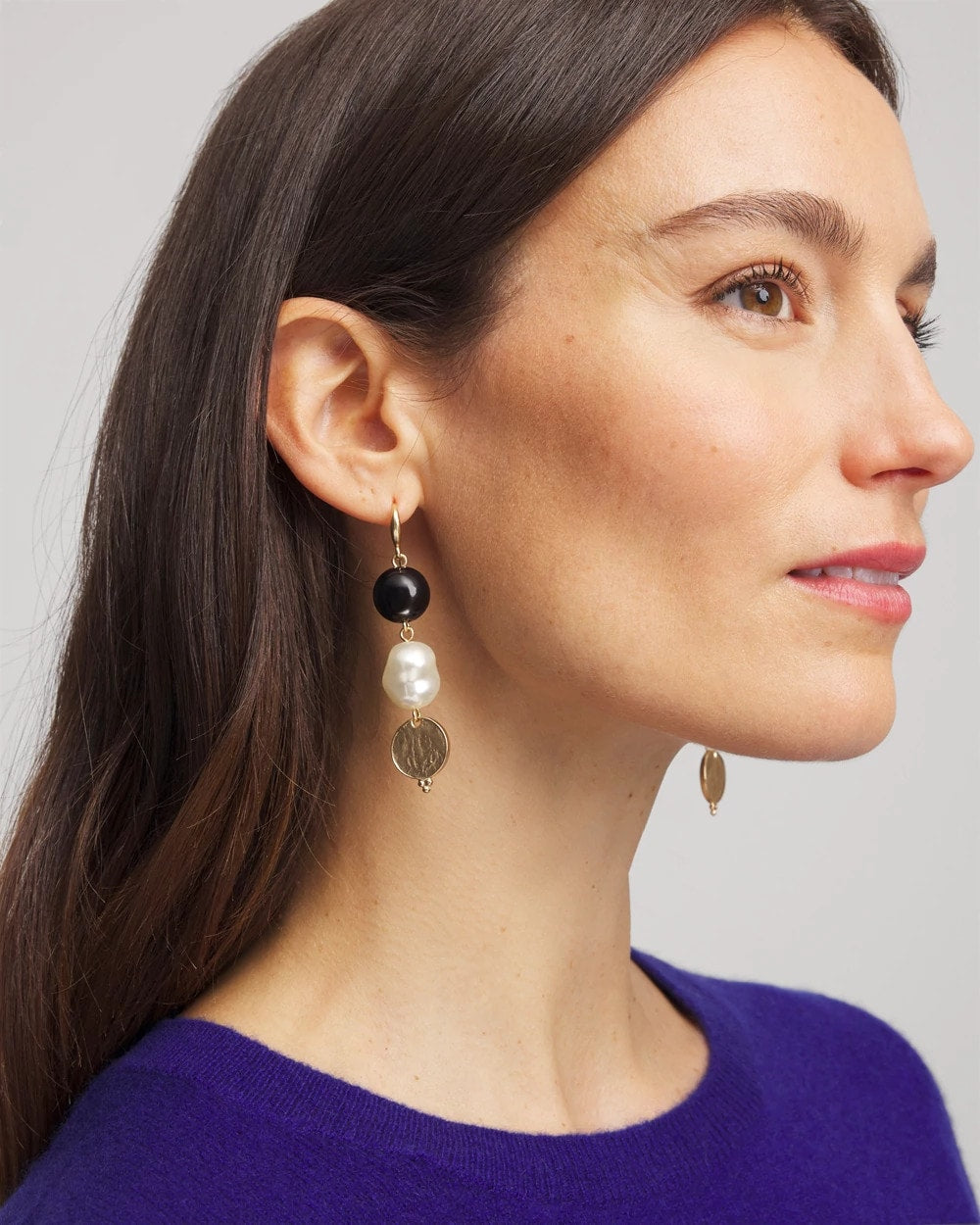 Chico's - Linear Gold Pearl Earrings
