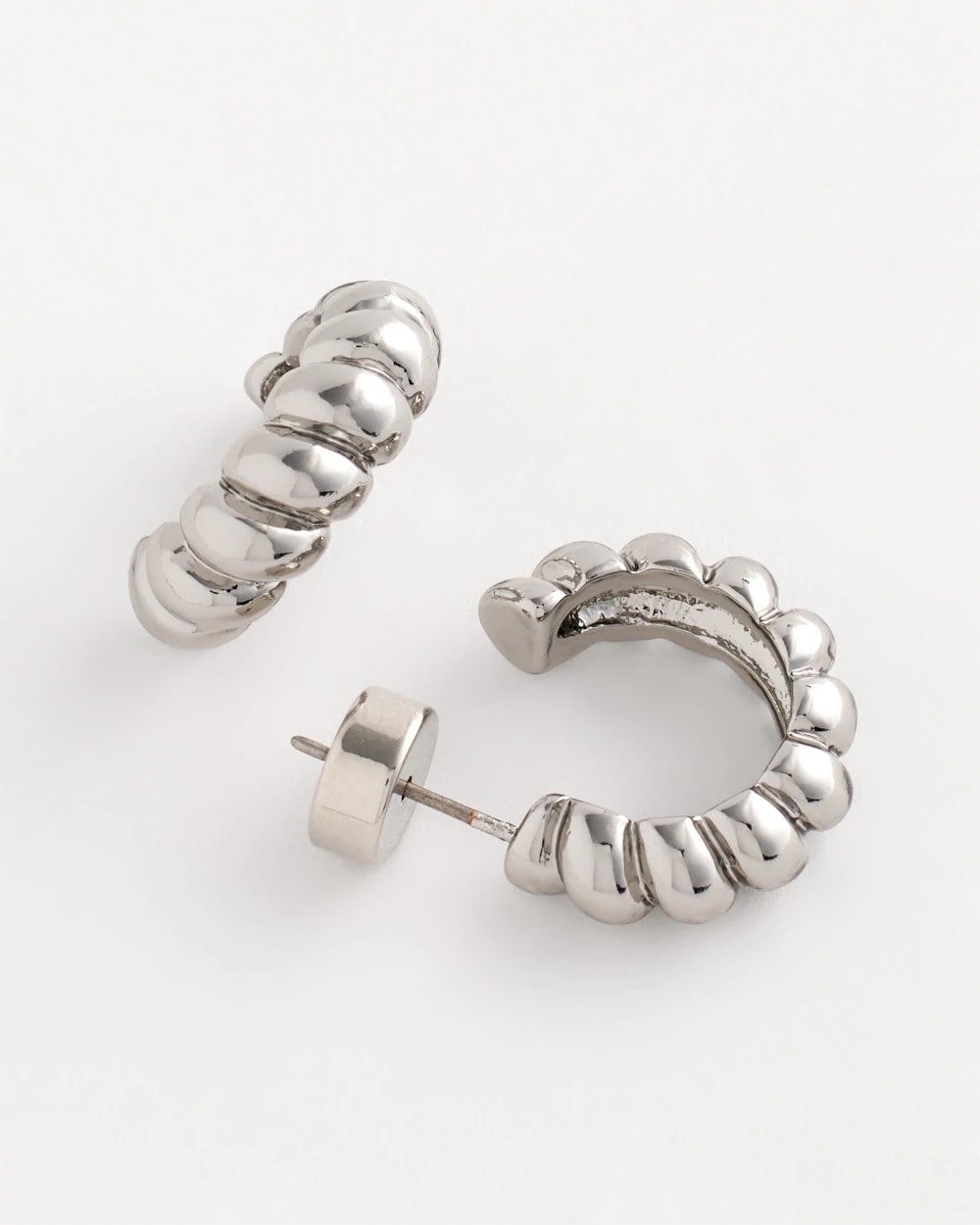 Chico's - No Droop® Silvertone Twisted Hoop Earrings