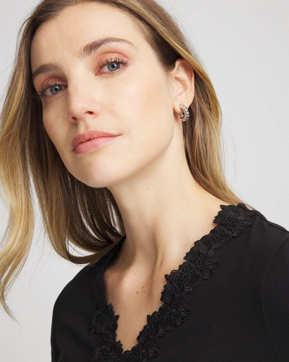Chico's - No Droop® Silvertone Twisted Hoop Earrings