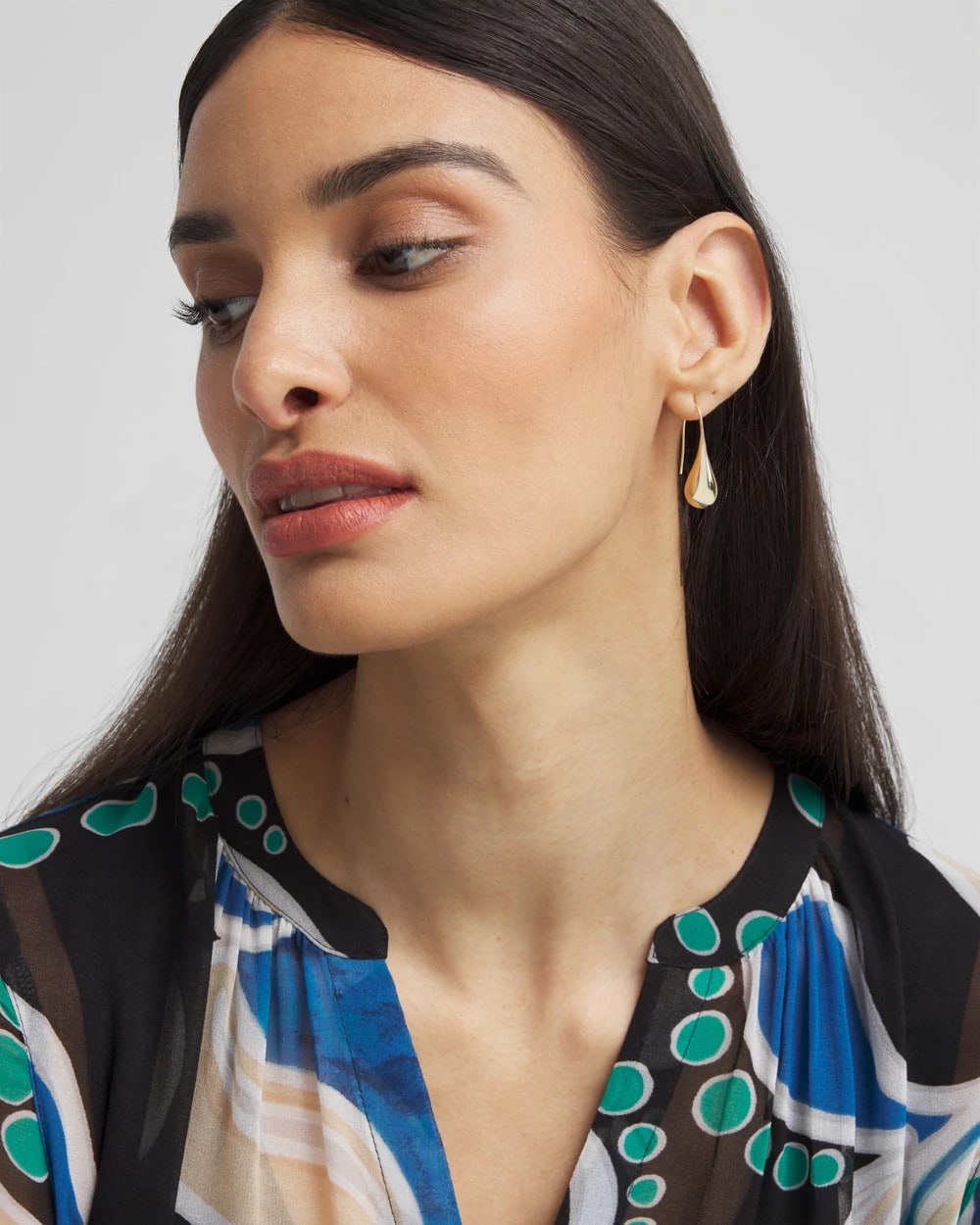 Chico's - No Droop™ Gold Tone Teardrop Threader Earrings