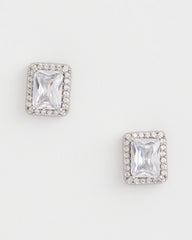 Chico's - Silver Emerald Cut Stud Earrings
