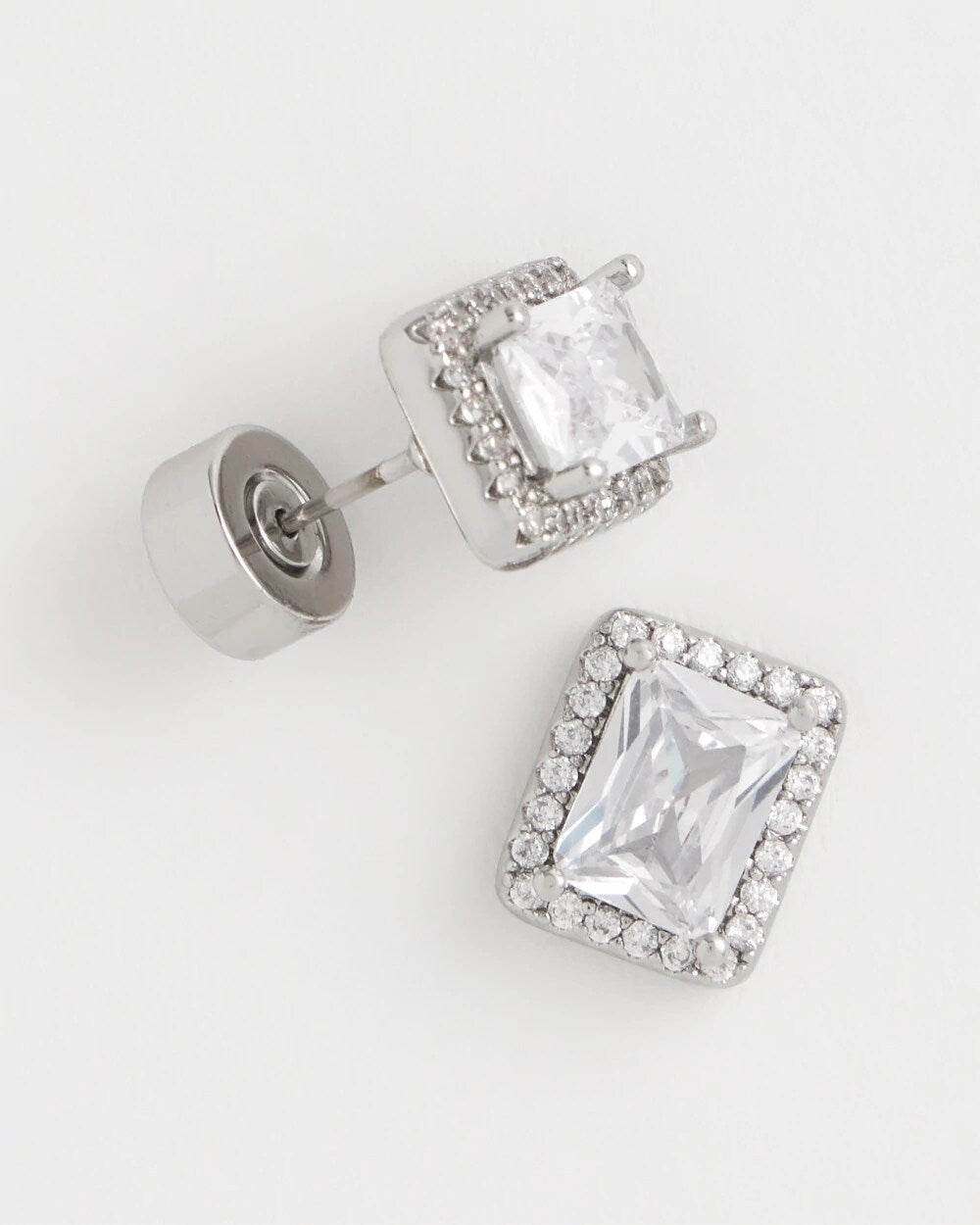 Chico's - Silver Emerald Cut Stud Earrings