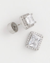 Chico's - Silver Emerald Cut Stud Earrings