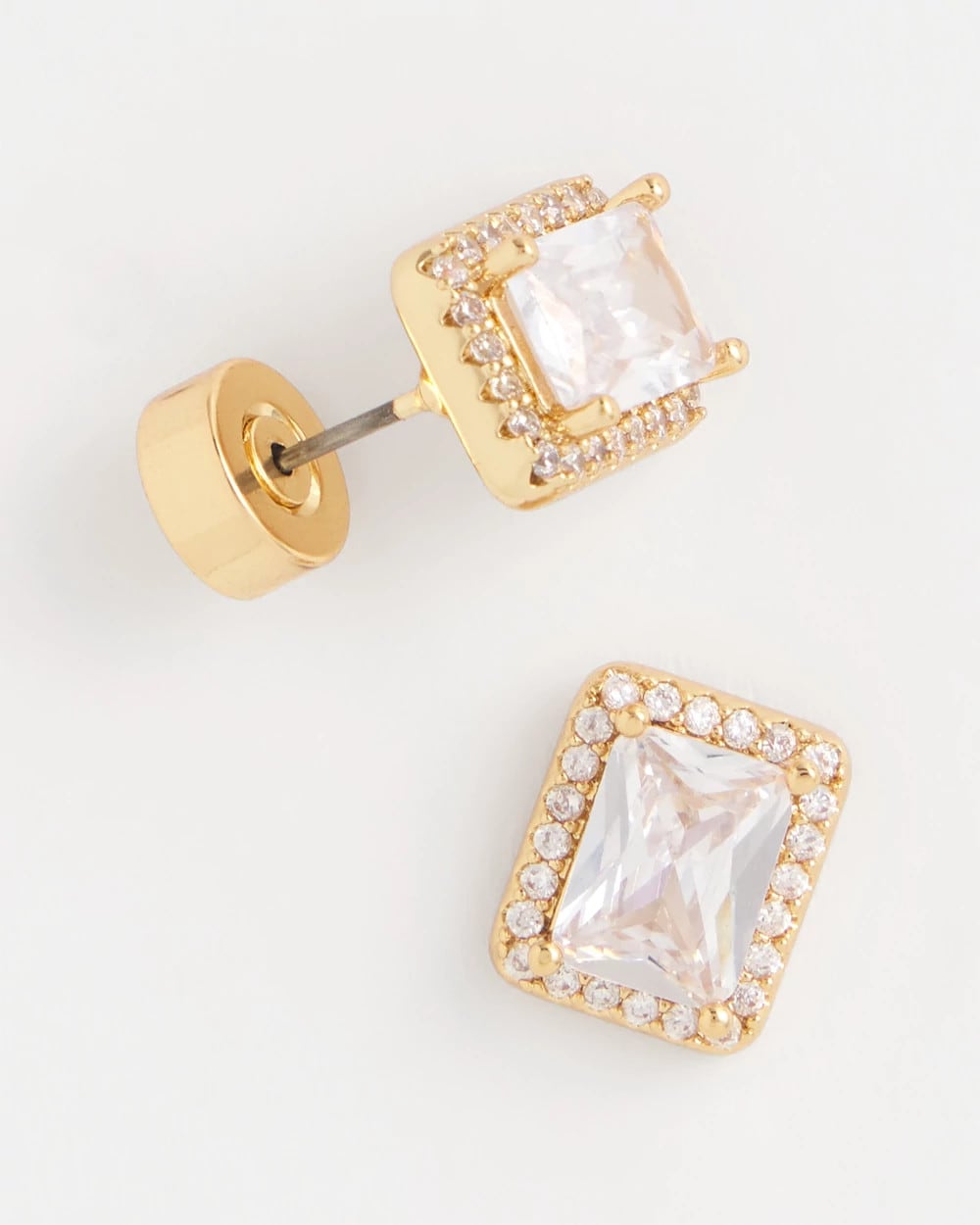 Chico's - Gold Emerald Cut Stud Earrings