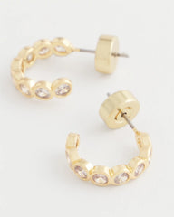 Chico's - Goldtone Crystal Mini Hoop Earrings