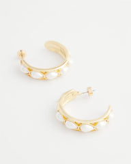 Chico's - No Droop® Faux Pearl Hoop Earrings