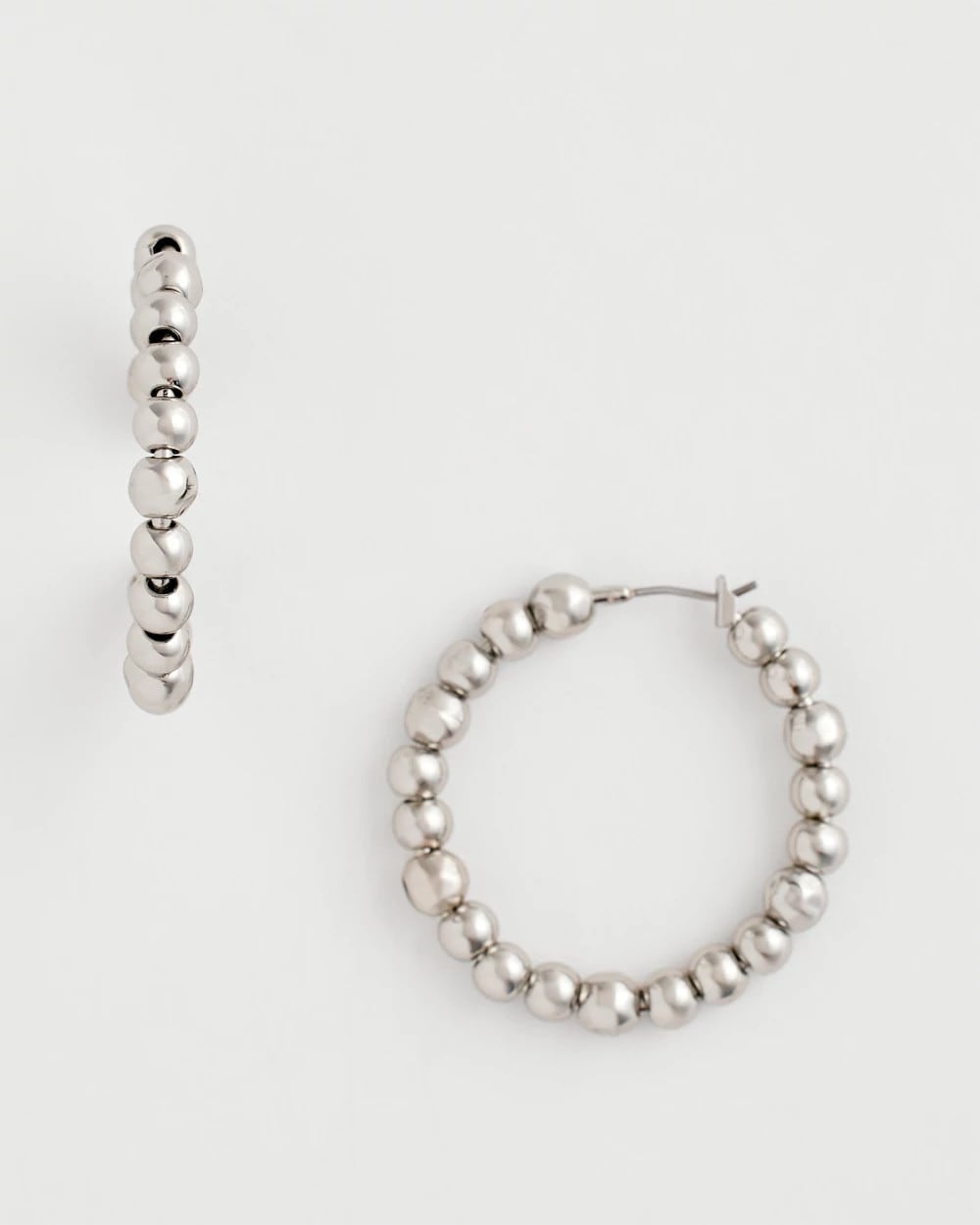 Chico's - Silvertone Beaded Hoop Earrings