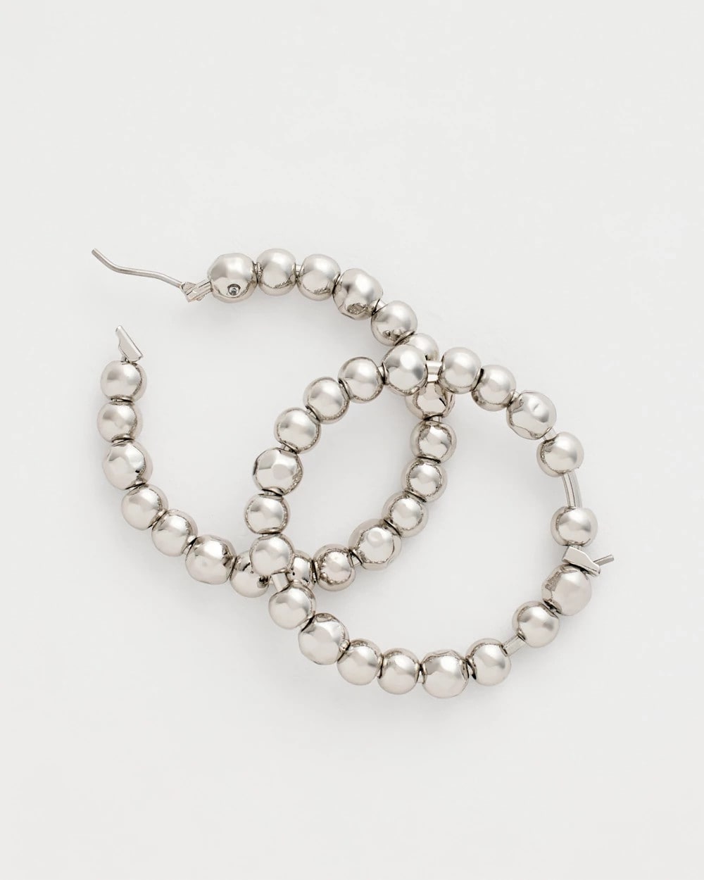 Chico's - Silvertone Beaded Hoop Earrings