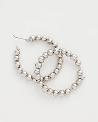 Chico's - Silvertone Beaded Hoop Earrings