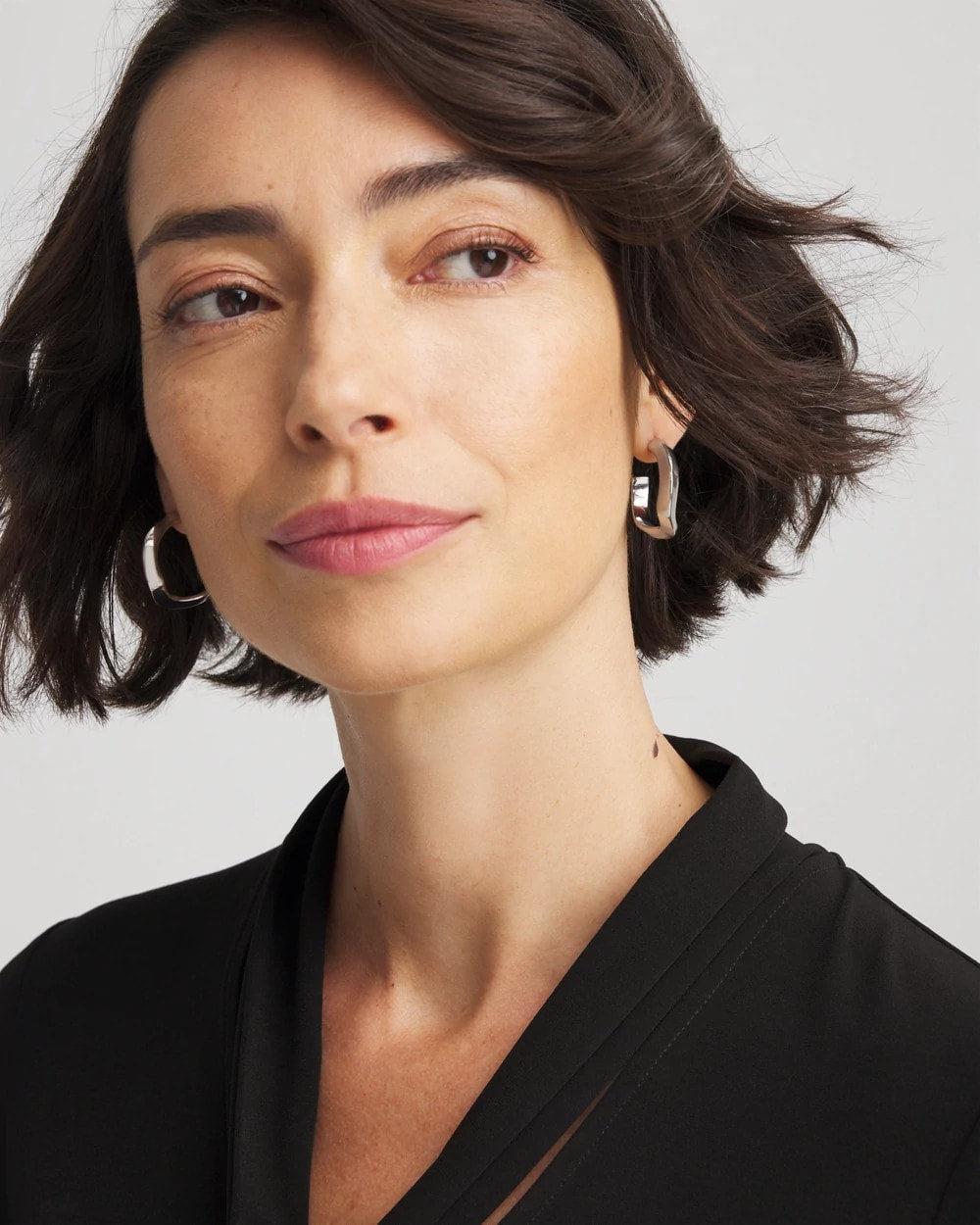 Chico's - Silver Wavy Hoop Earrings