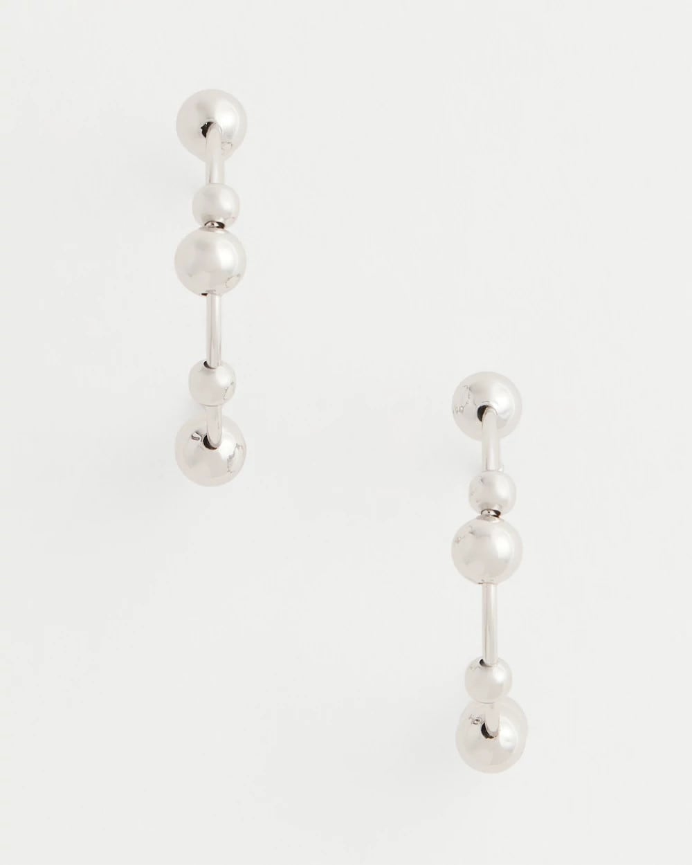 Chico's - Silvertone Beaded Hoop Earrings
