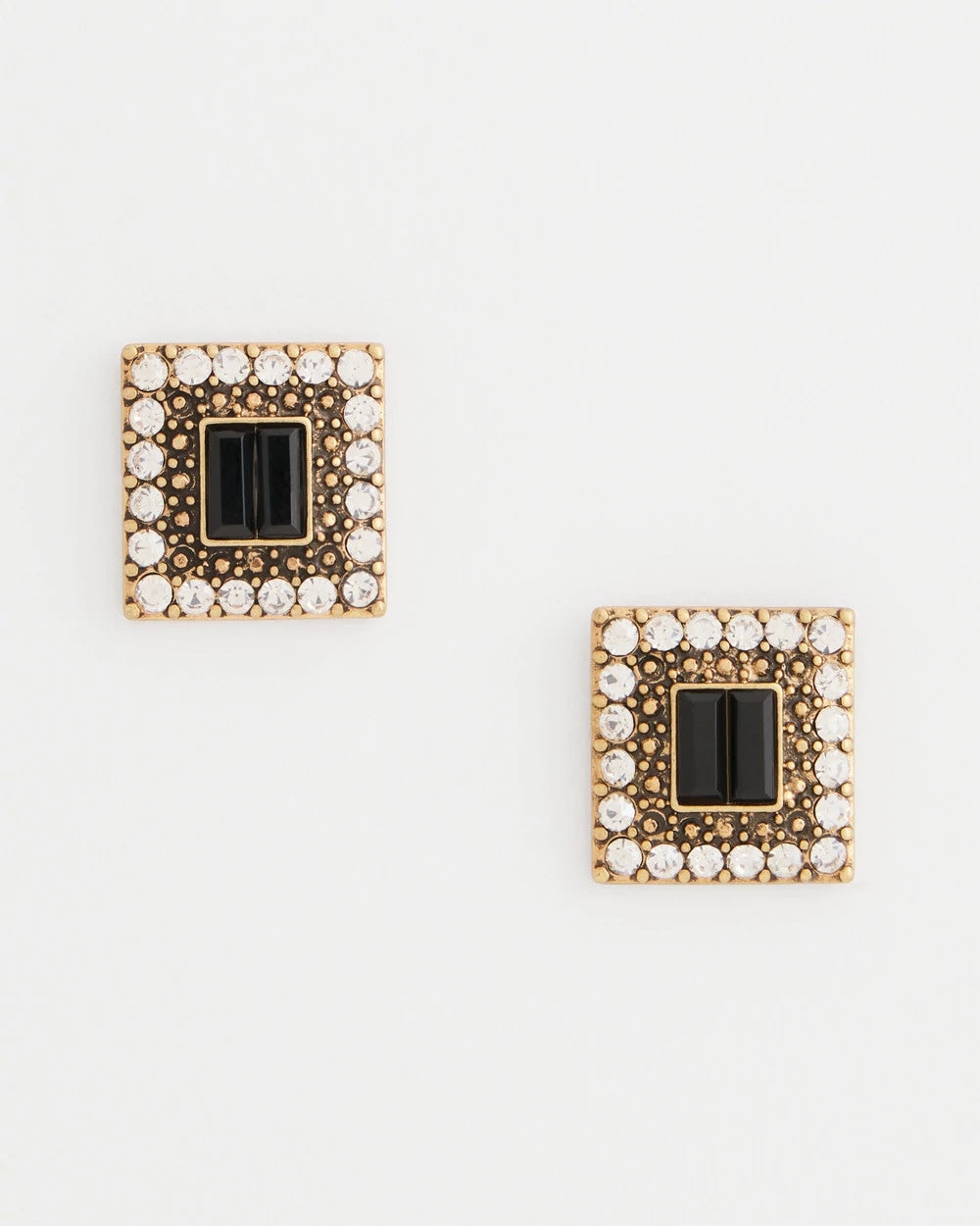 Chico's - Black & Goldtone Square Stud Earrings