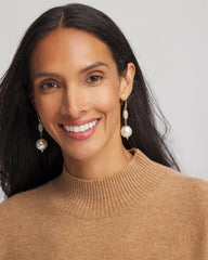 Chico's - Faux Pearl and Pave Drop Earrings
