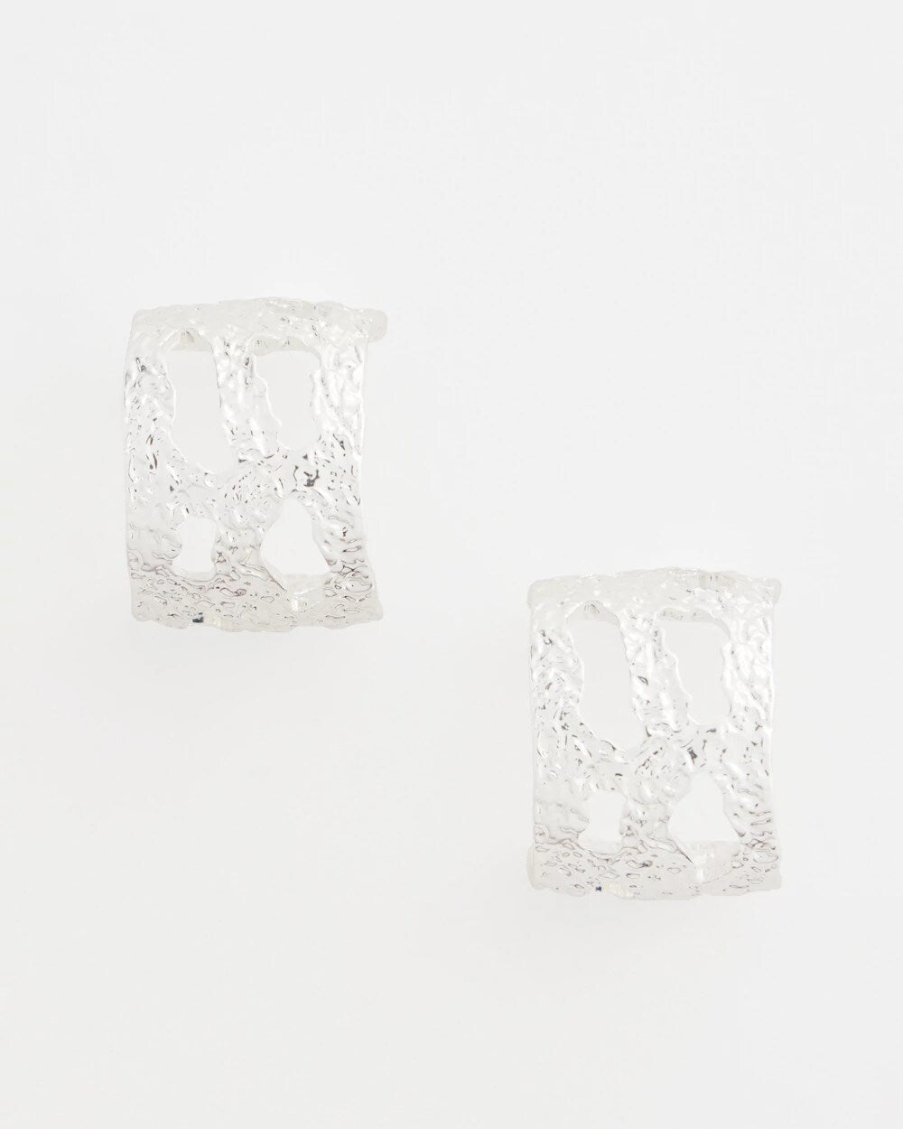 Chico's - No Droop® Cutout Silvertone Hoop Earrings