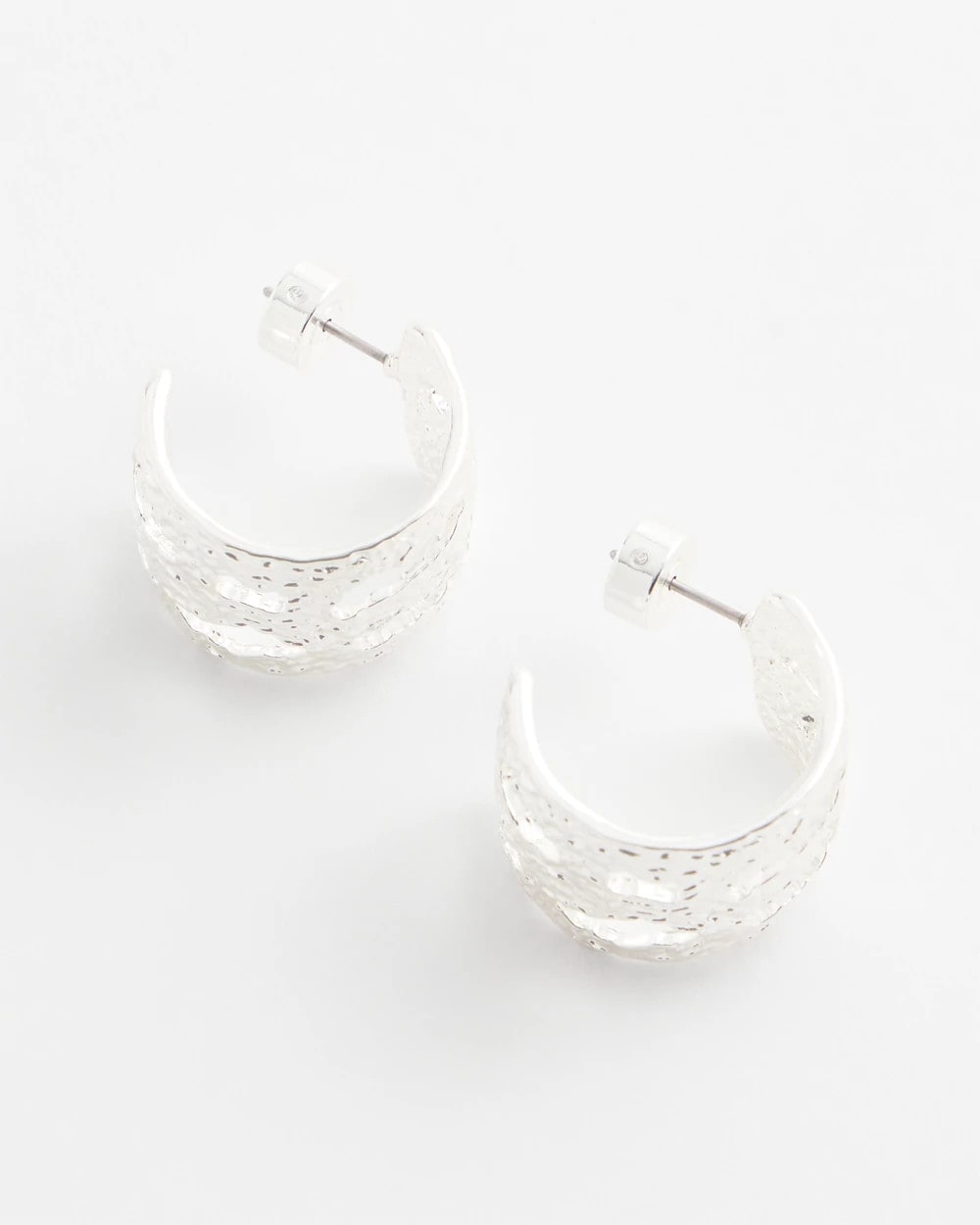 Chico's - No Droop® Cutout Silvertone Hoop Earrings
