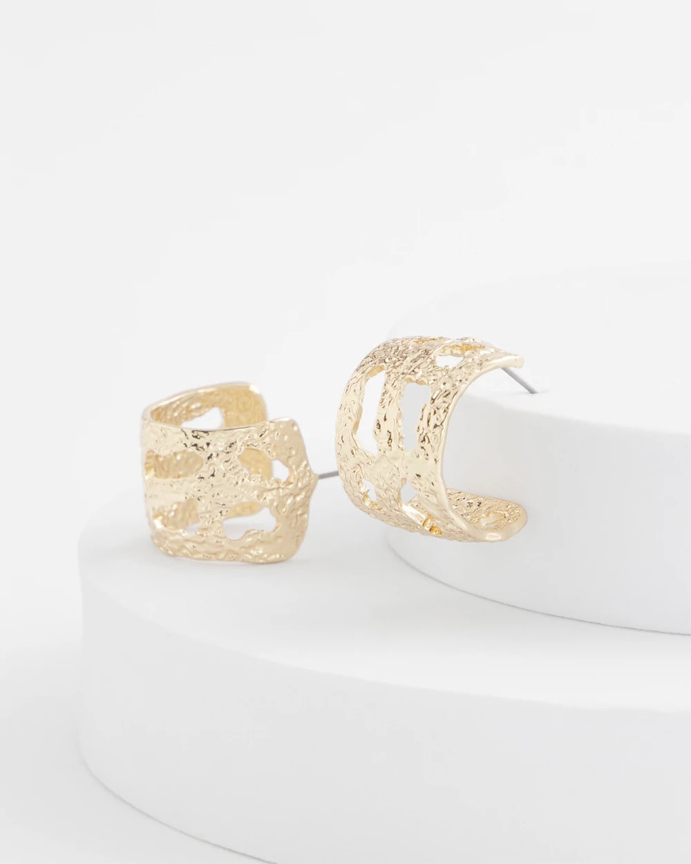 Chico's - No Droop® Cutout Goldtone Hoop Earrings