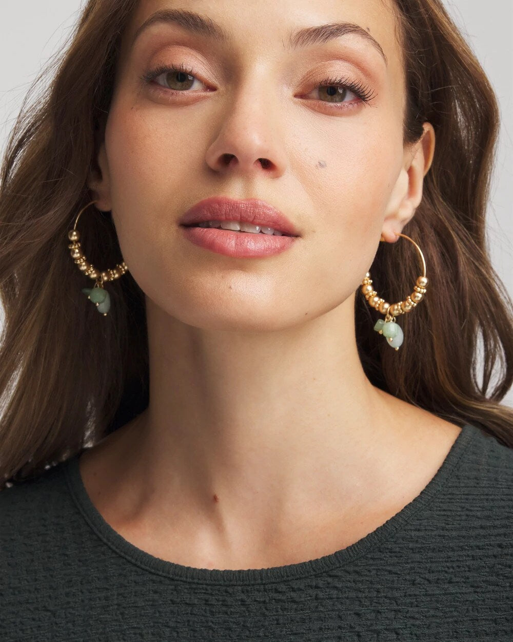Chico's - No Droop® Gem Beaded Hoop Earrings