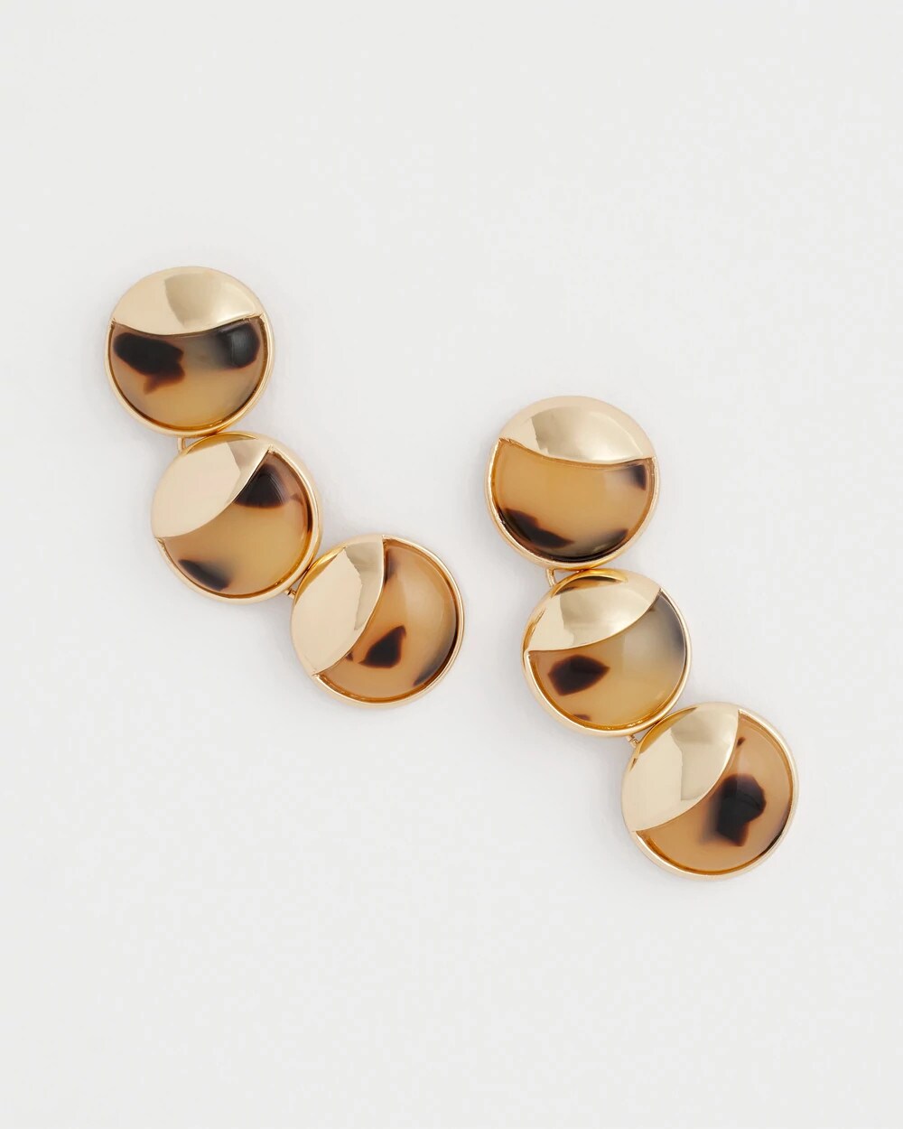Chico's - No Droop® Golden Tortoise Linear Drop Earrings