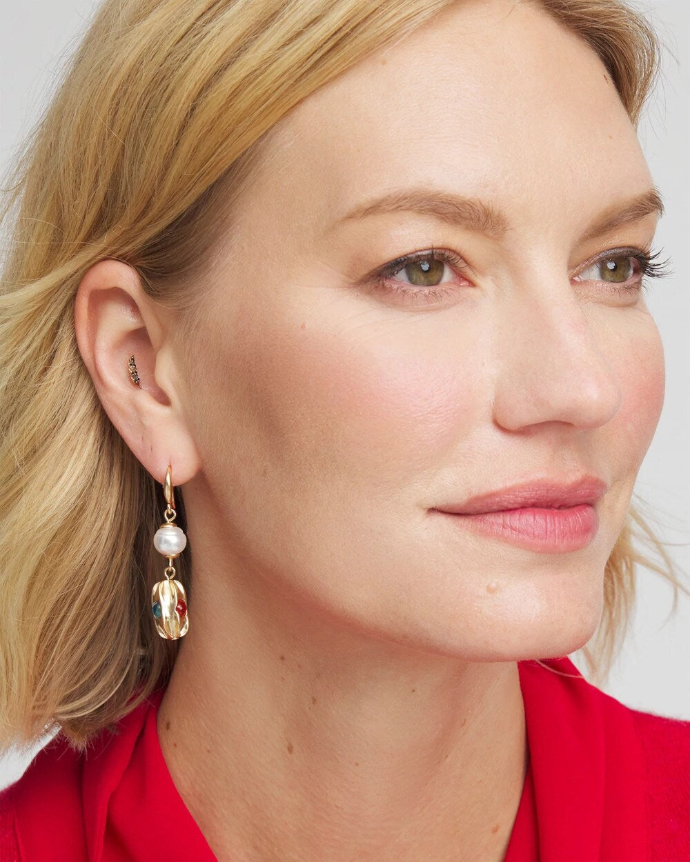 Chico's - No Droop® Goldtone Faux Pearl Earrings