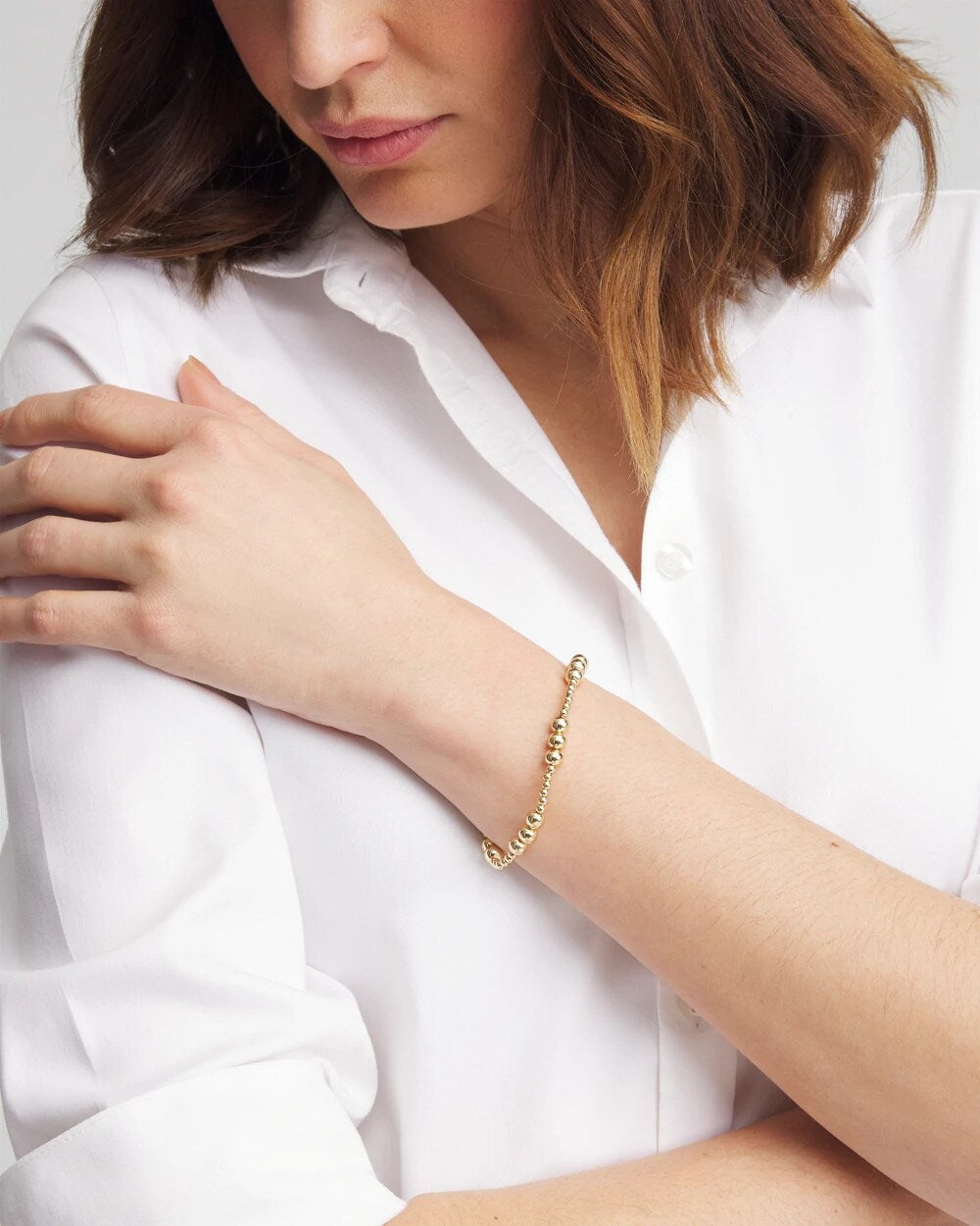 Chico's - Gold-tone Small Bead Stretch Bracelet