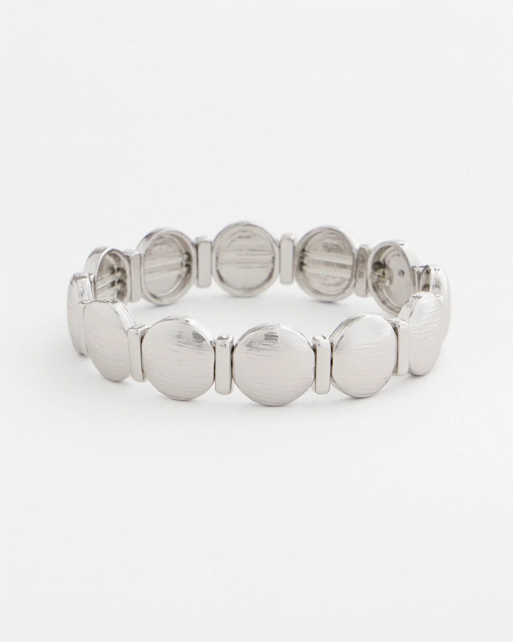 Chico's - Silver Textured Circle Stretch Bracelet