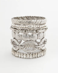 Chico's - Silver Textured Circle Stretch Bracelet