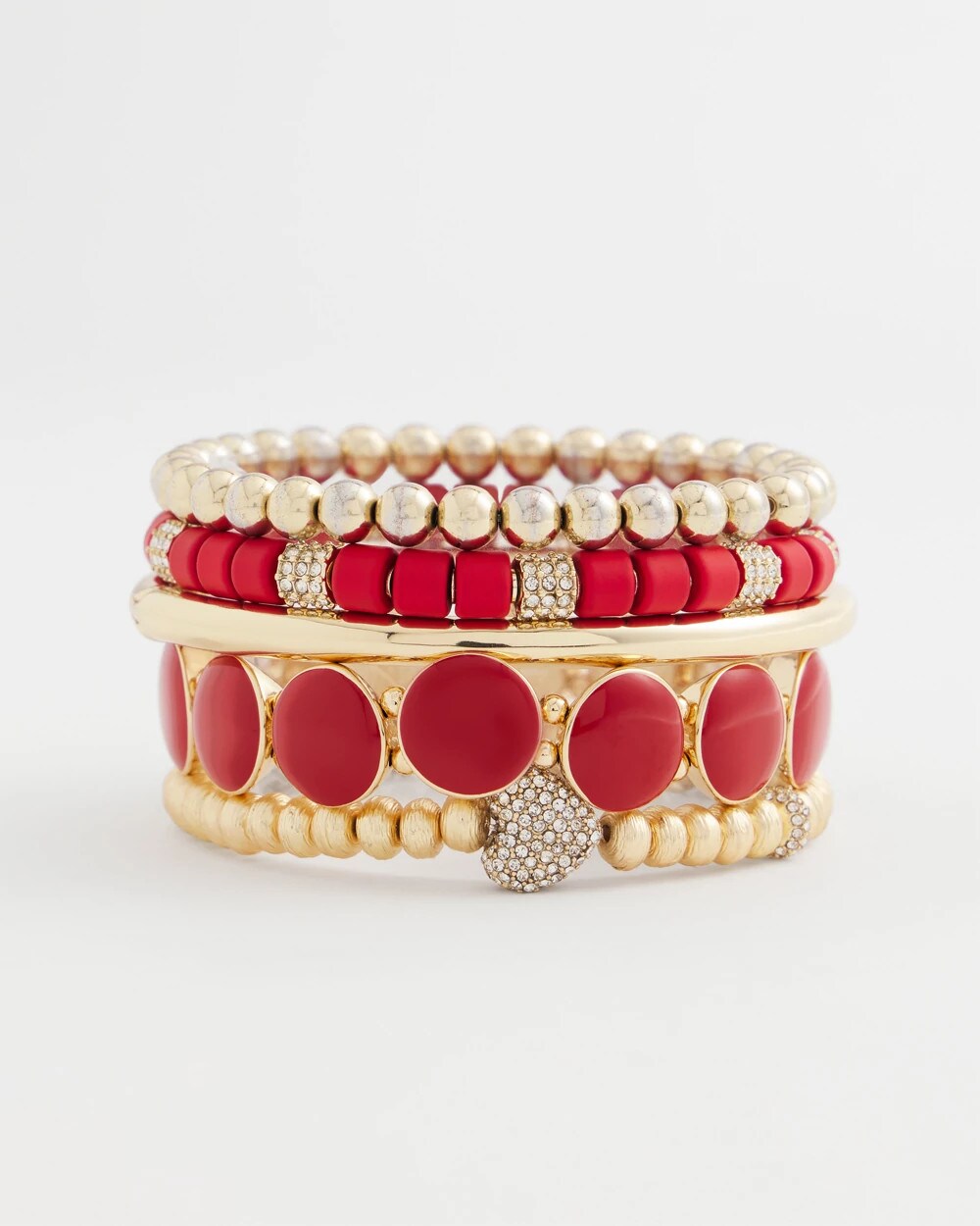 Chico's - Red Barrel Bead Stretch Bracelet