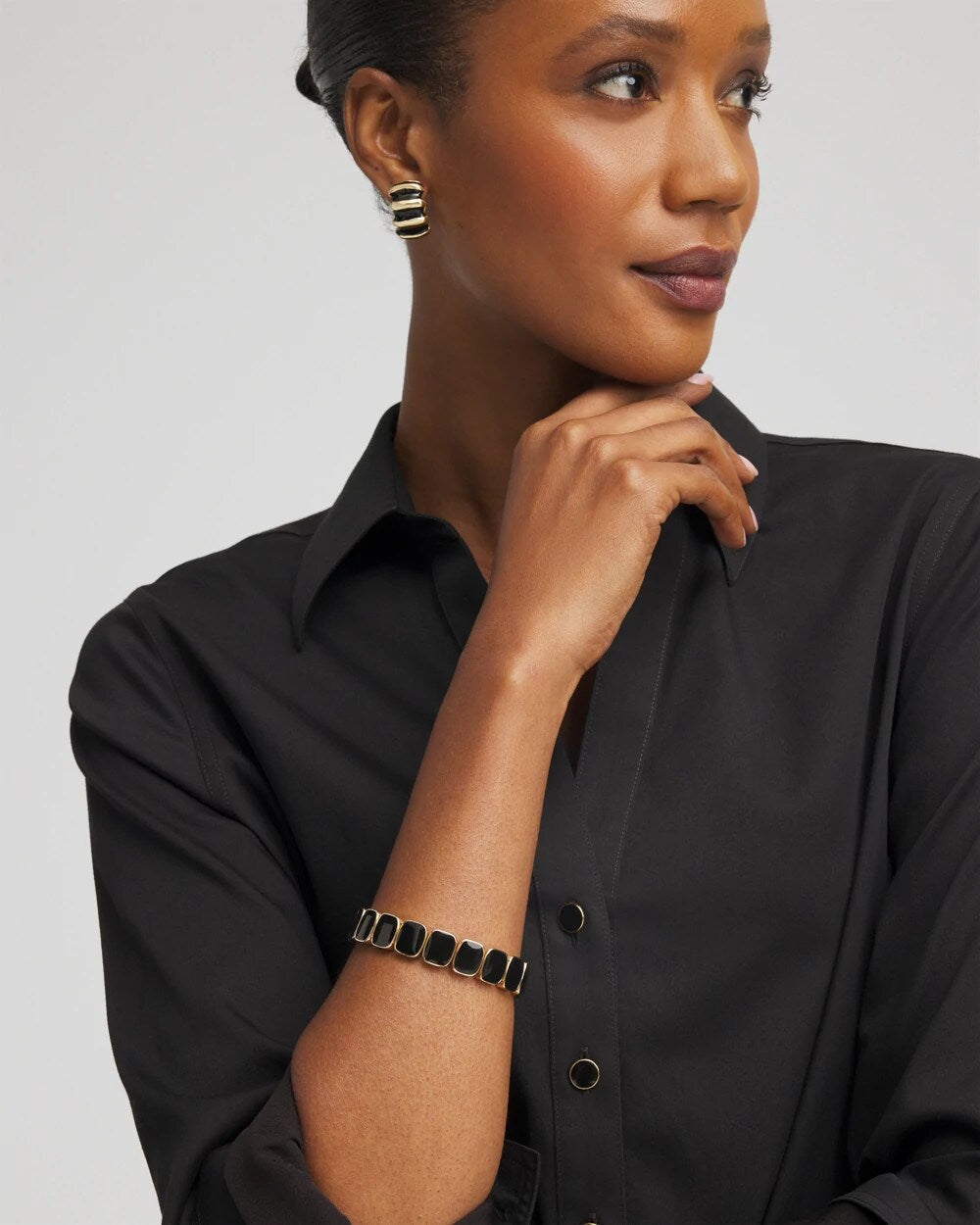 Chico's - Chico's Originals Black Square Stretch Bracelet