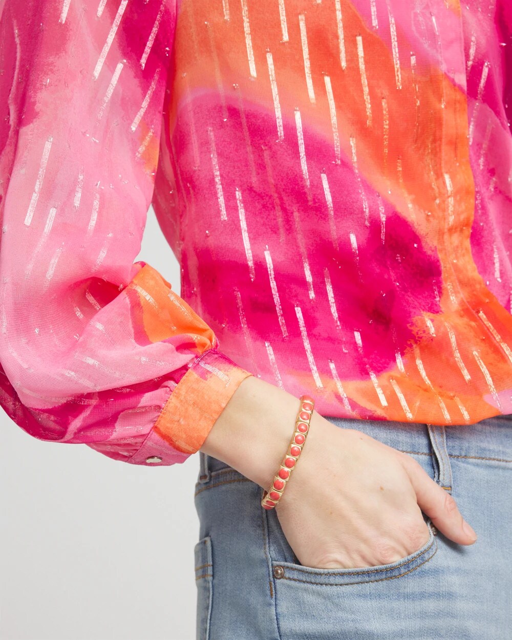 Chico's - Bold Orange Goldtone Stretch Bracelet