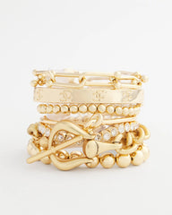 Chico's - Small Beaded Gold Tone Stretch Bracelet