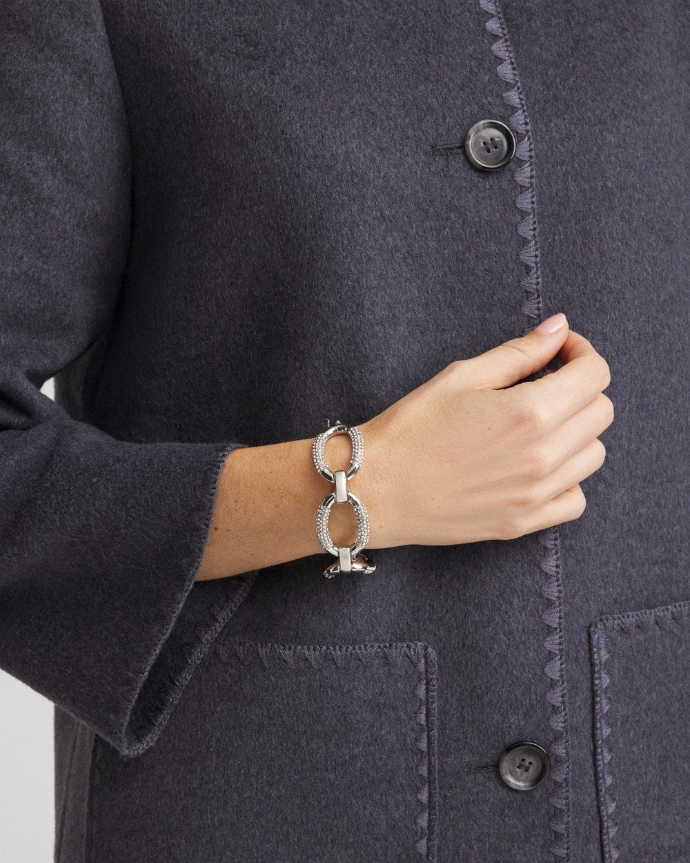 Chico's - Large Pave Link Toggle Bracelet