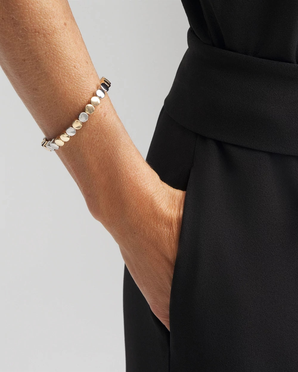 Chico's - Silver & Gold Tone Round Stretch Bracelet