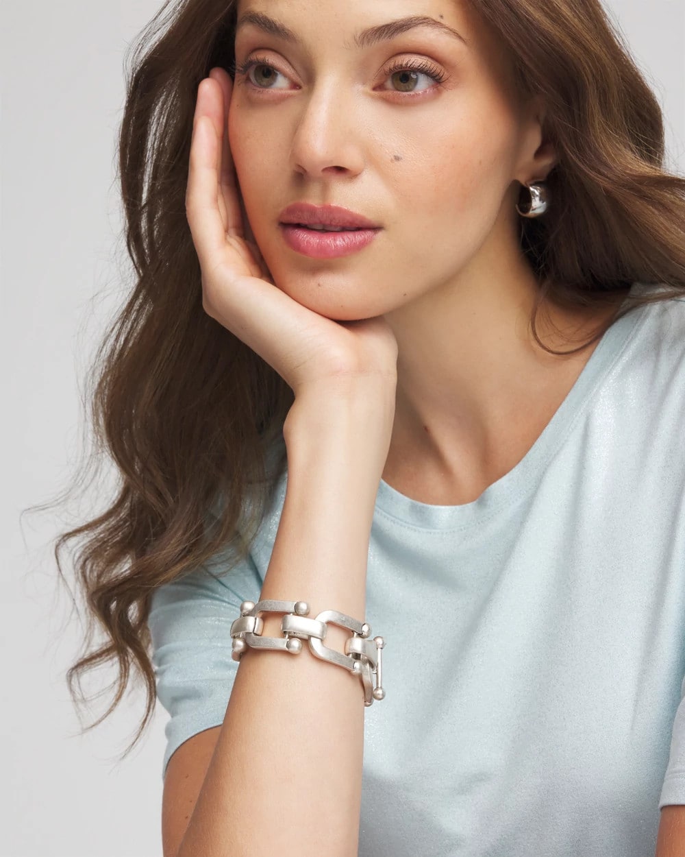 Chico's - Silvertone Link Chain Bracelet