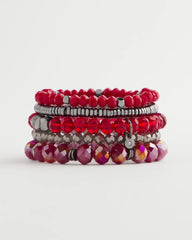 Chico's - Red Stretch Set of Five Beaded Bracelets