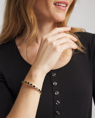 Chico's - Small Black Faceted Gem Stretch Cuff Bracelet