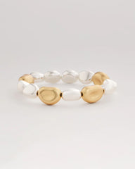 Chico's - Gold & Silver Tone Beaded Stretch Bracelet