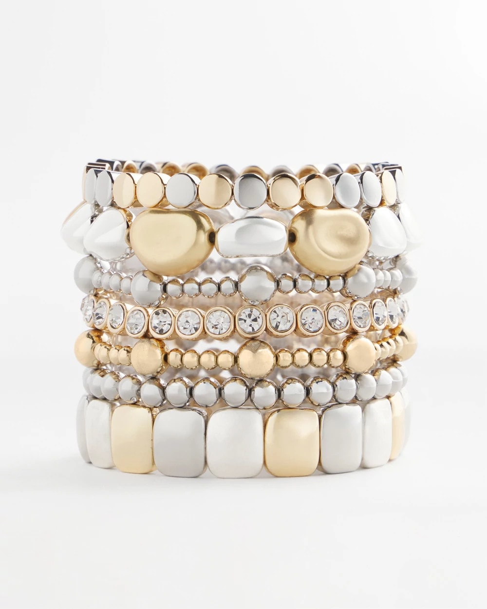 Chico's - Gold & Silver Tone Beaded Stretch Bracelet