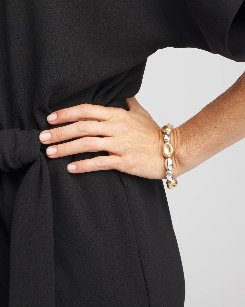 Chico's - Gold & Silver Tone Beaded Stretch Bracelet