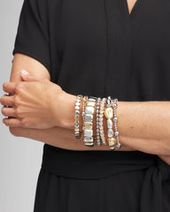 Chico's - Gold & Silver Tone Beaded Stretch Bracelet