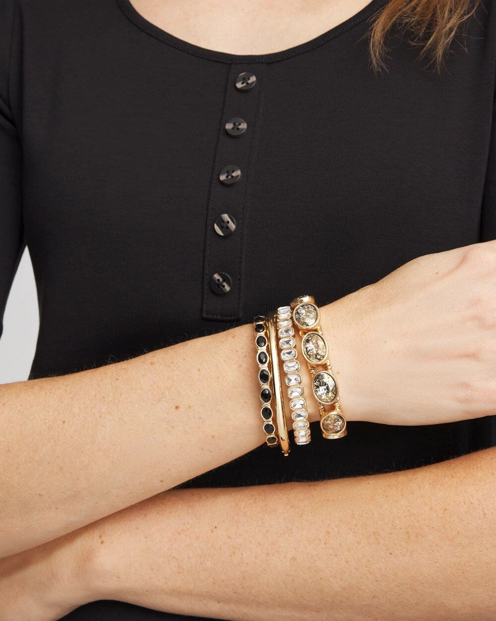 Chico's - Large Faceted Gem Stretch Bracelet