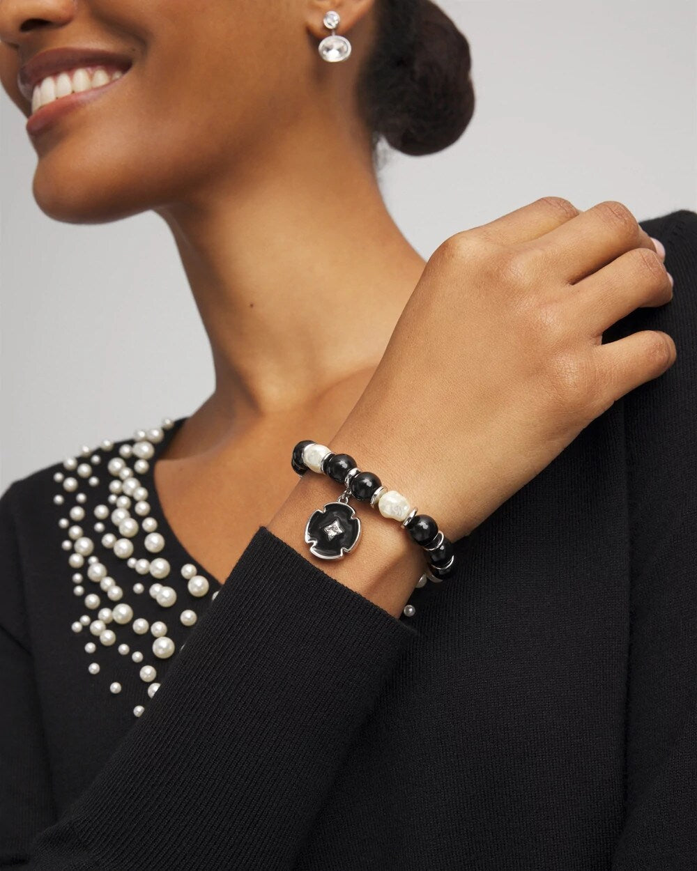Chico's - Beaded Stretch Charm Bracelet