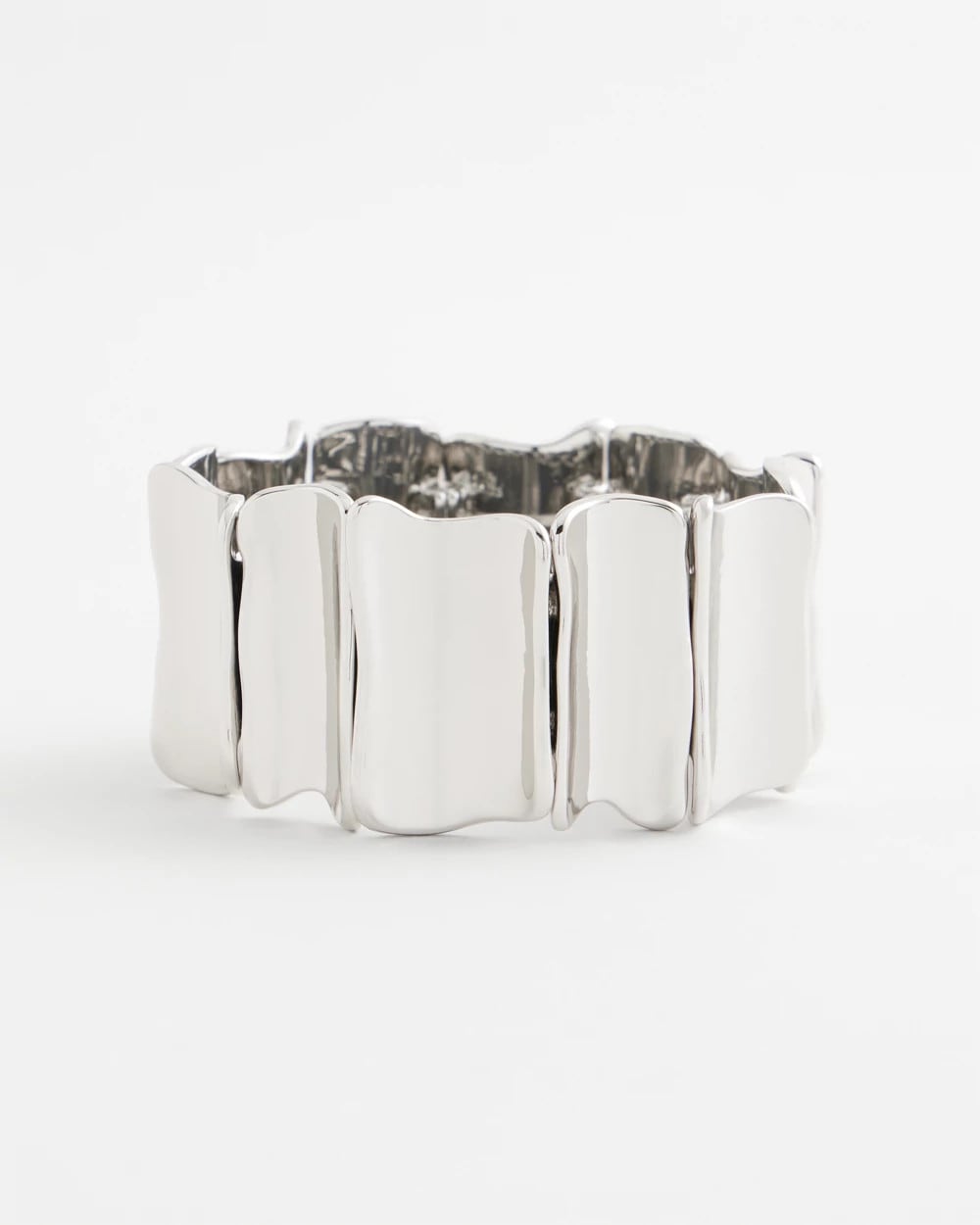 Chico's - Silvertone Wave Stretch Cuff Bracelet