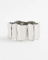 Chico's - Silvertone Wave Stretch Cuff Bracelet