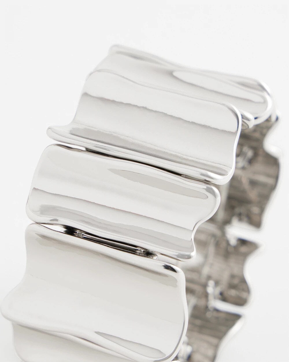 Chico's - Silvertone Wave Stretch Cuff Bracelet