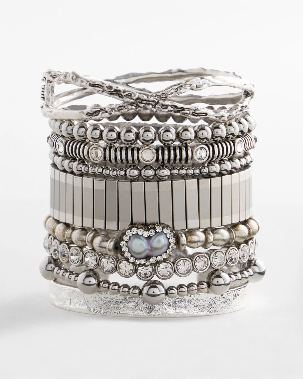 Chico's - Silver Tone Stretch Watchband Bracelet
