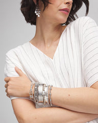 Chico's - Silver Tone Stretch Watchband Bracelet