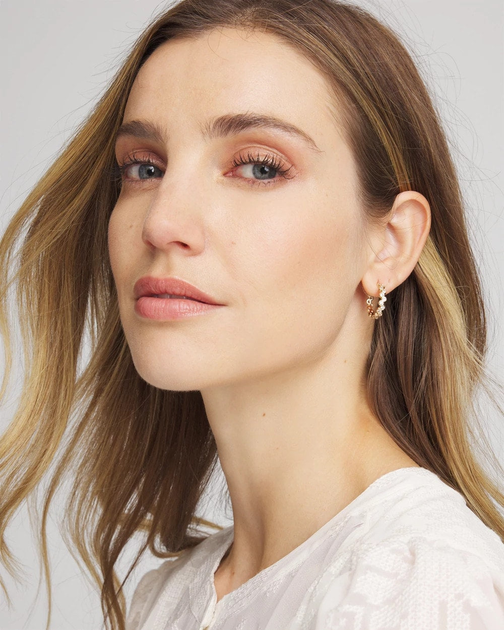 Chico's - Goldtone Cubic Zirconia Hoop Earrings