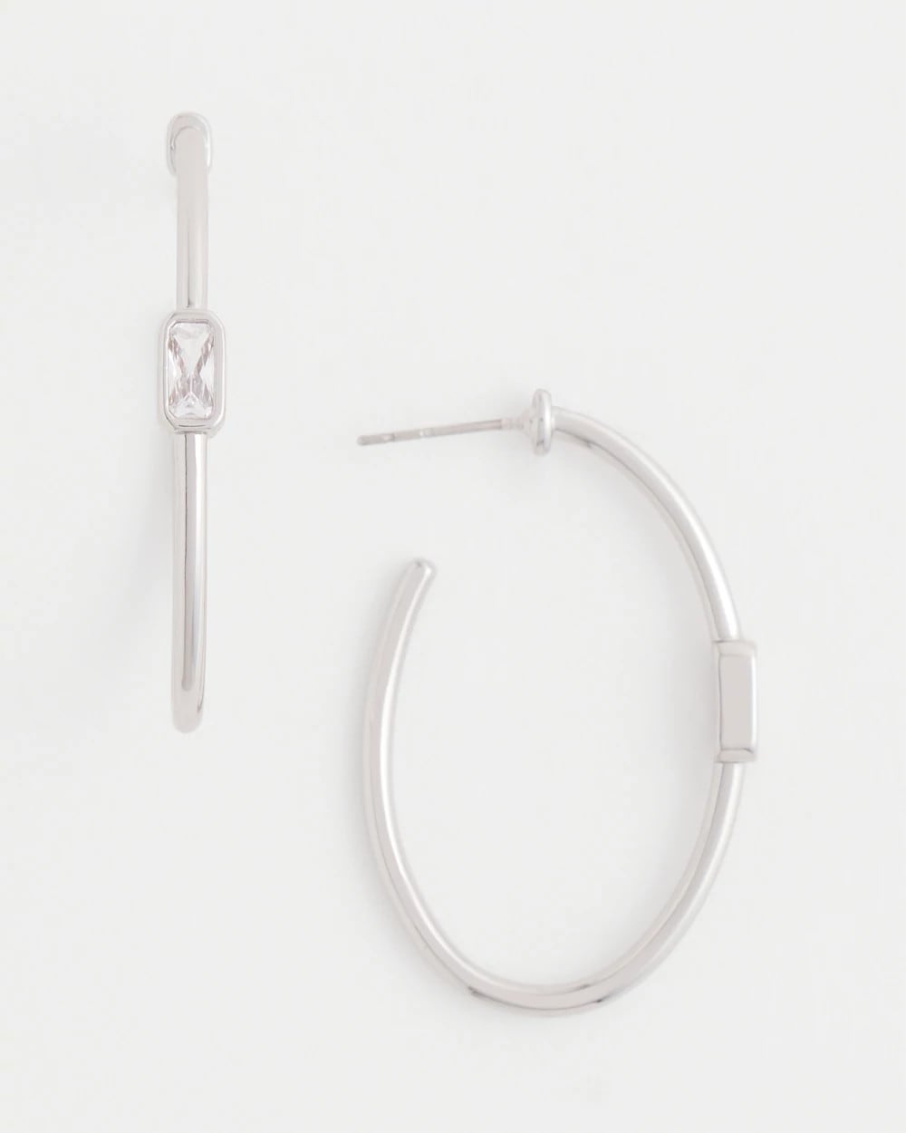 Chico's - Silver Oval Hoop Earrings