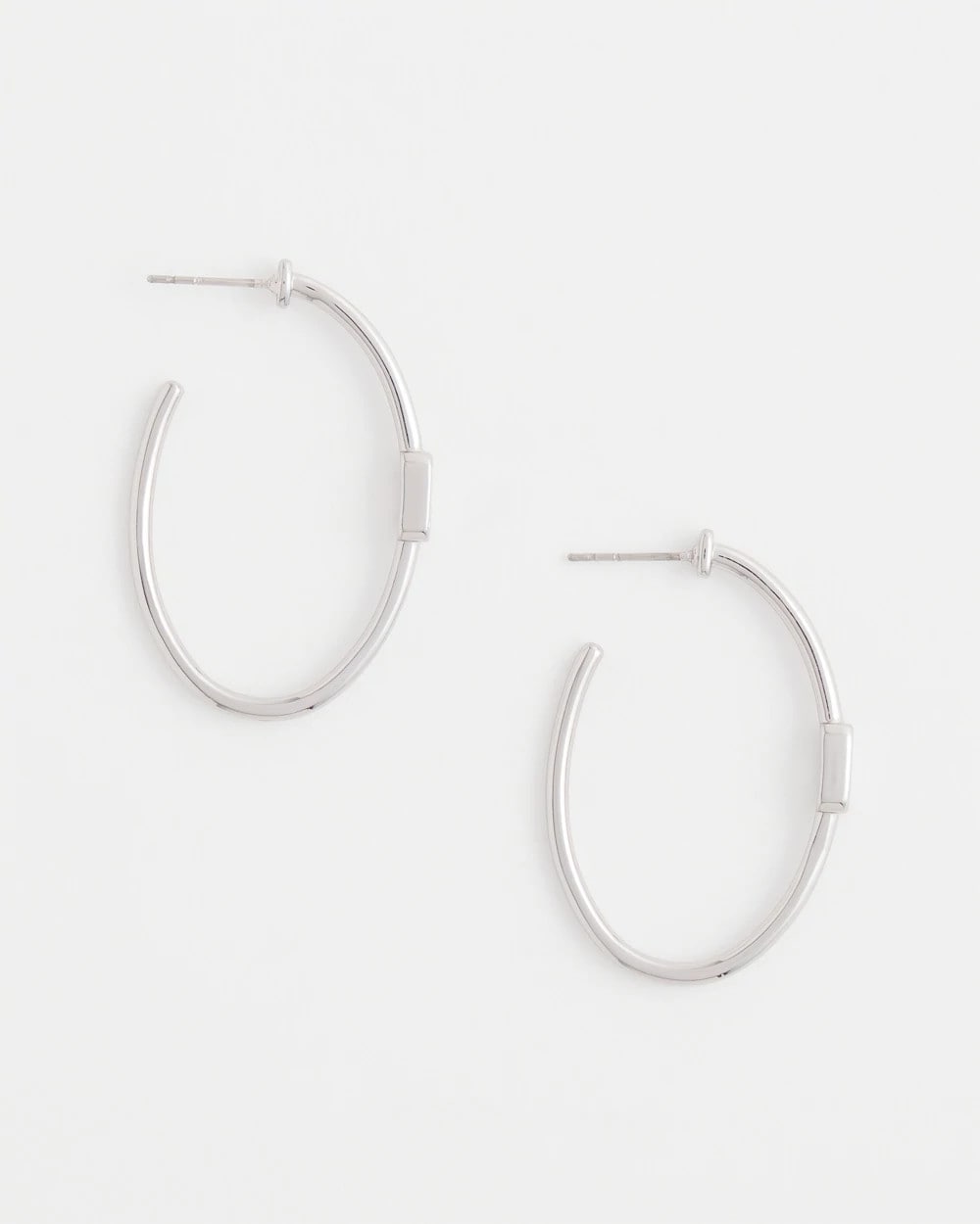 Chico's - Silver Oval Hoop Earrings